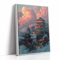 Ancient Temples Touch Sunset Clouds