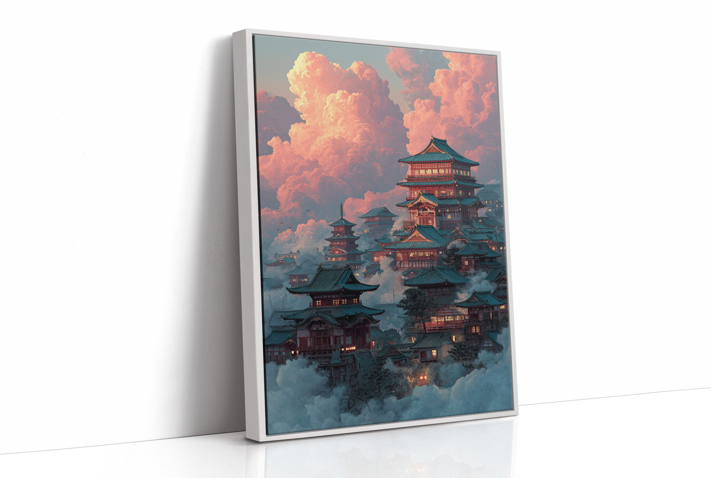 Ancient Temples Touch Sunset Clouds