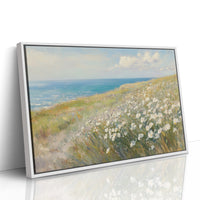 Coastal Daisies Dance Above Azure Waves