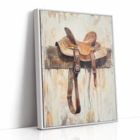 Weathered Rest: Western Saddle Still Life