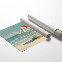 Santa Hat on Beach Umbrella