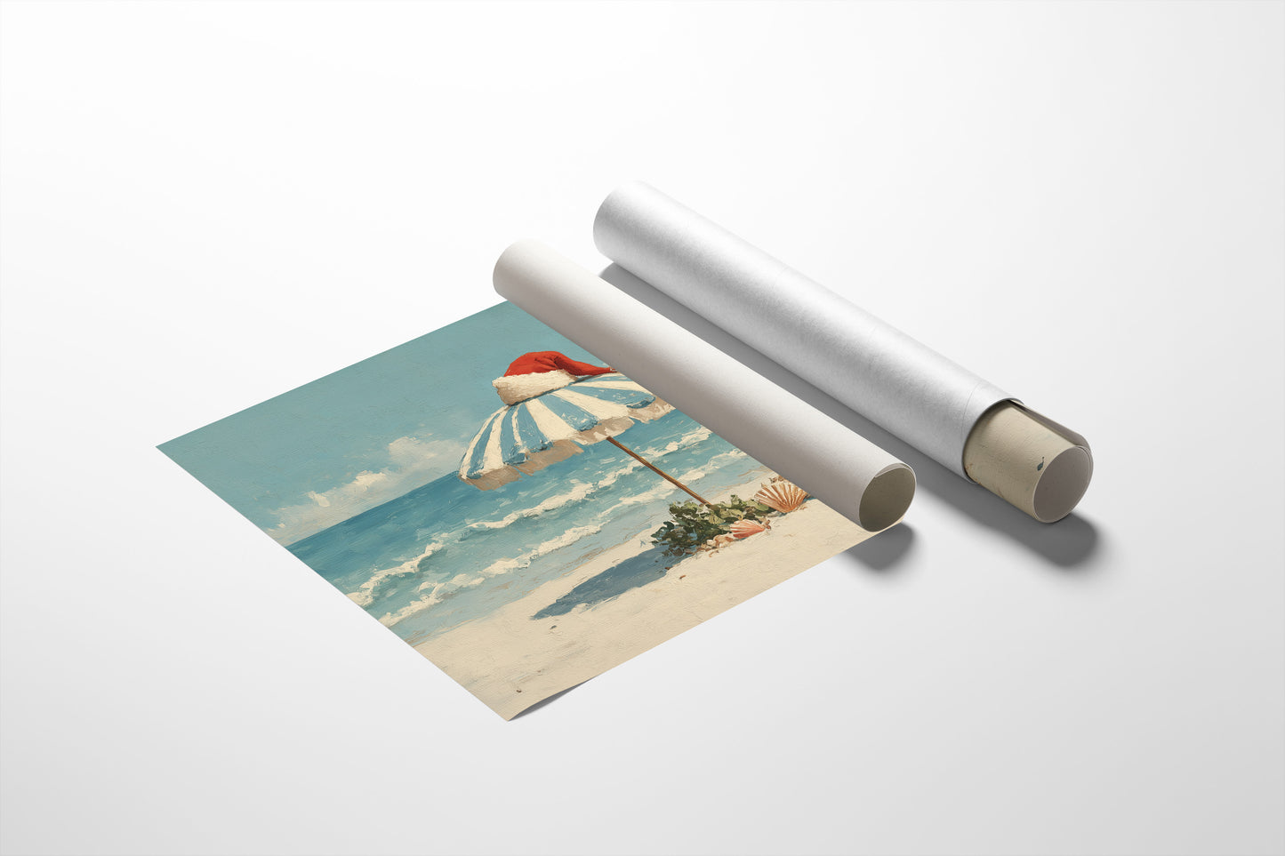 Santa Hat on Beach Umbrella
