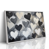 Hearts Dance Through Monochrome Mist