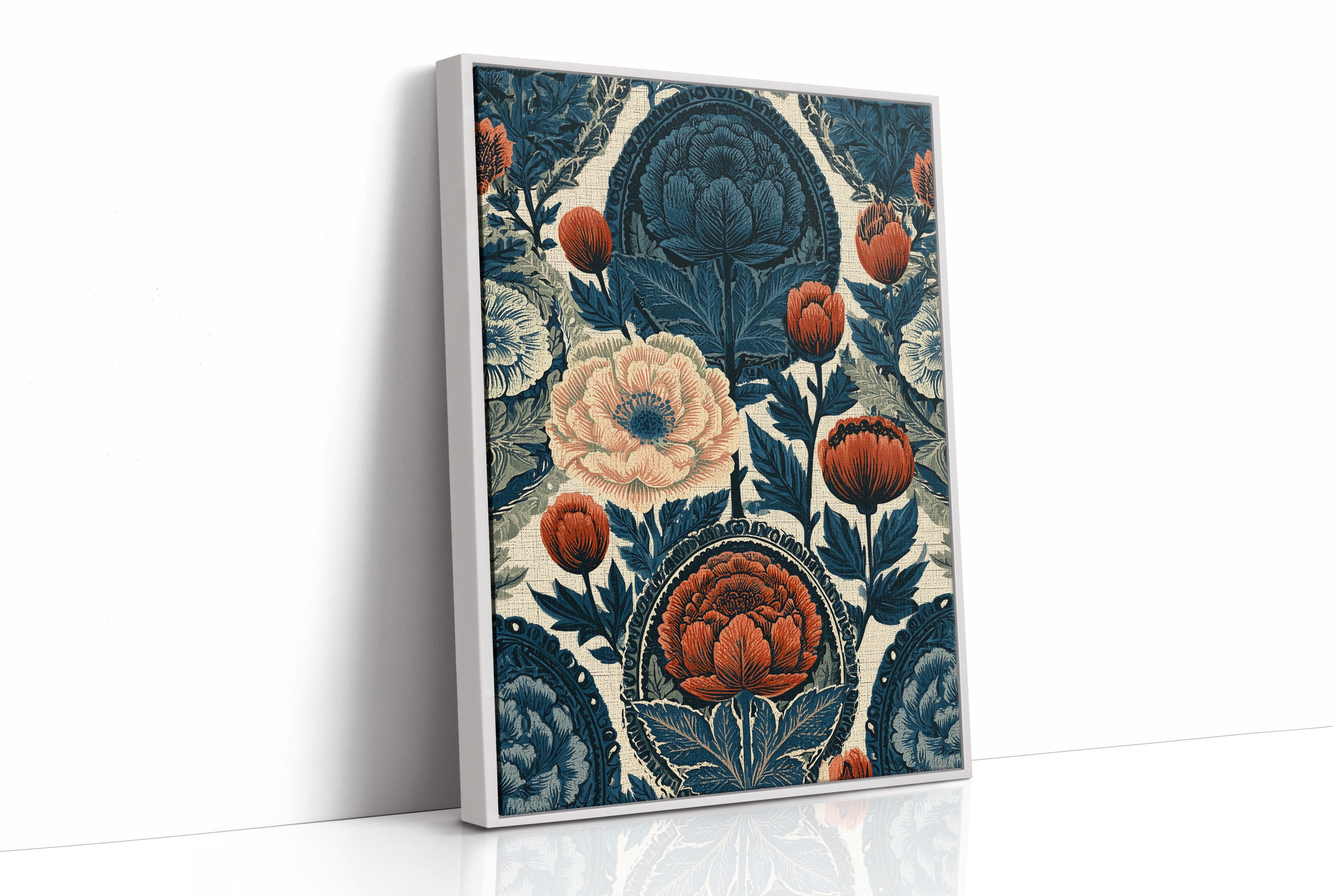 Indigo Garden: A Vintage Floral Tapestry