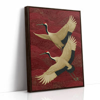 Cranes Across Crimson Skies