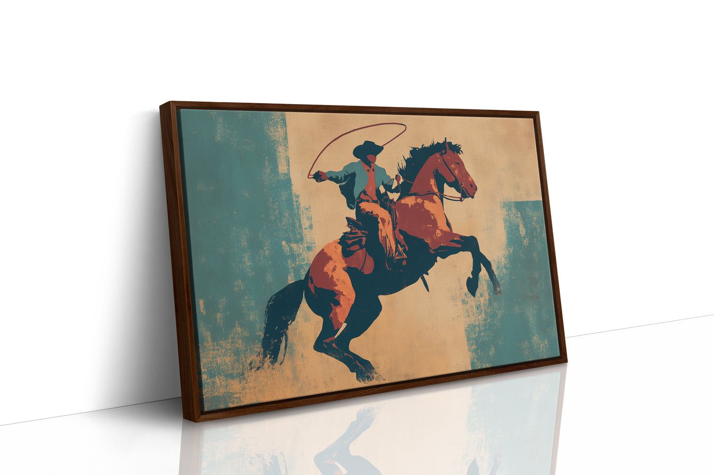 Rodeo Silhouette Dances Against Turquoise Sky