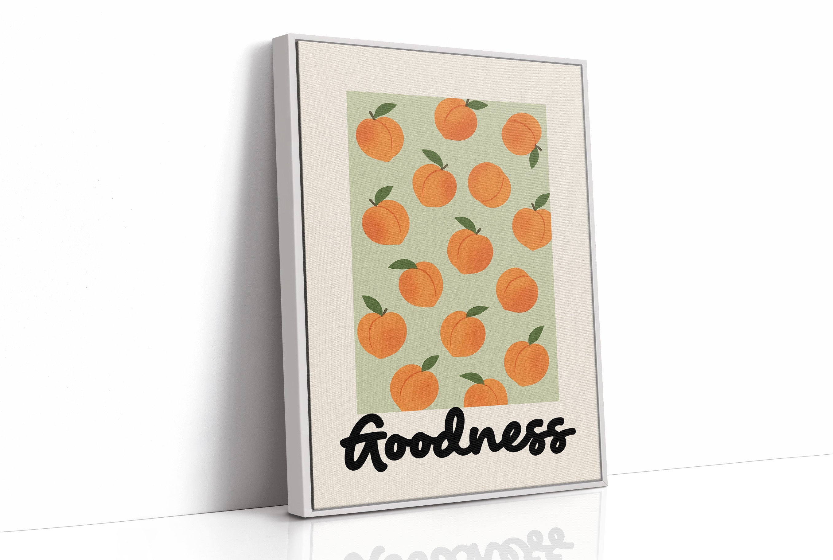 Peach Parade On Mint Canvas