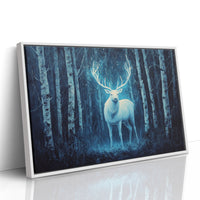 Moonlit Stag Among Birch Trees