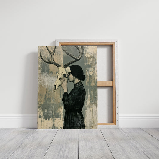 Behind the Skull: Woman with Antlers in Profile
