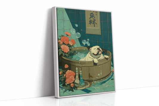 Pug's Bath Among Peach Blossoms