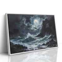 Moonlit Waves Break Against Cliffs