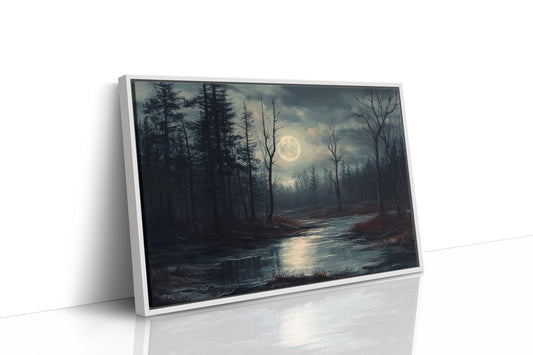 Moonlit Waters Through Winter Woods