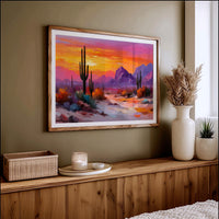 Saguaros Dance In Twilight Fire