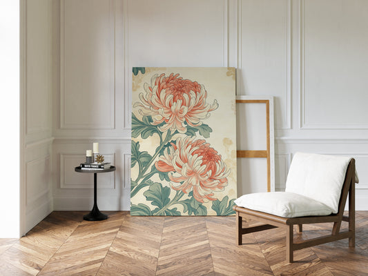 Japanese Chrysanthemum Art Print – Vintage Botanical Floral Wall Decor