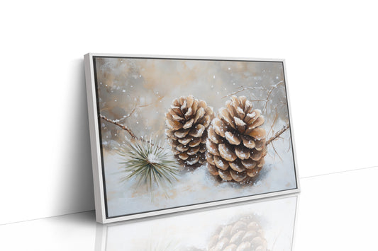 Pine Cones Catch December's First Snow