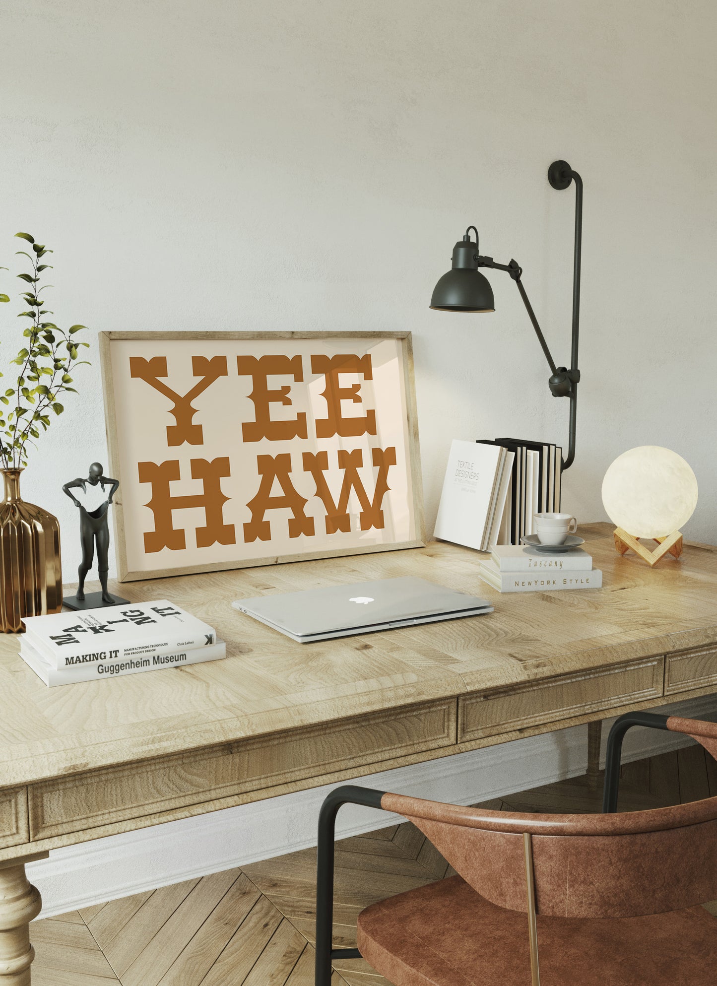 Yee Haw Western Wall Art – Rustic Cowboy Typography Print