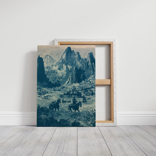 Riders Through the Rockies: Vintage Engraving