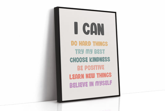 I Can Affirmations Kids Motivation Poster