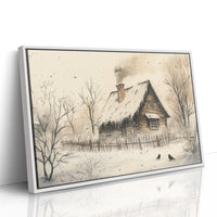 Winter Ravens Guard Frosted Cabin