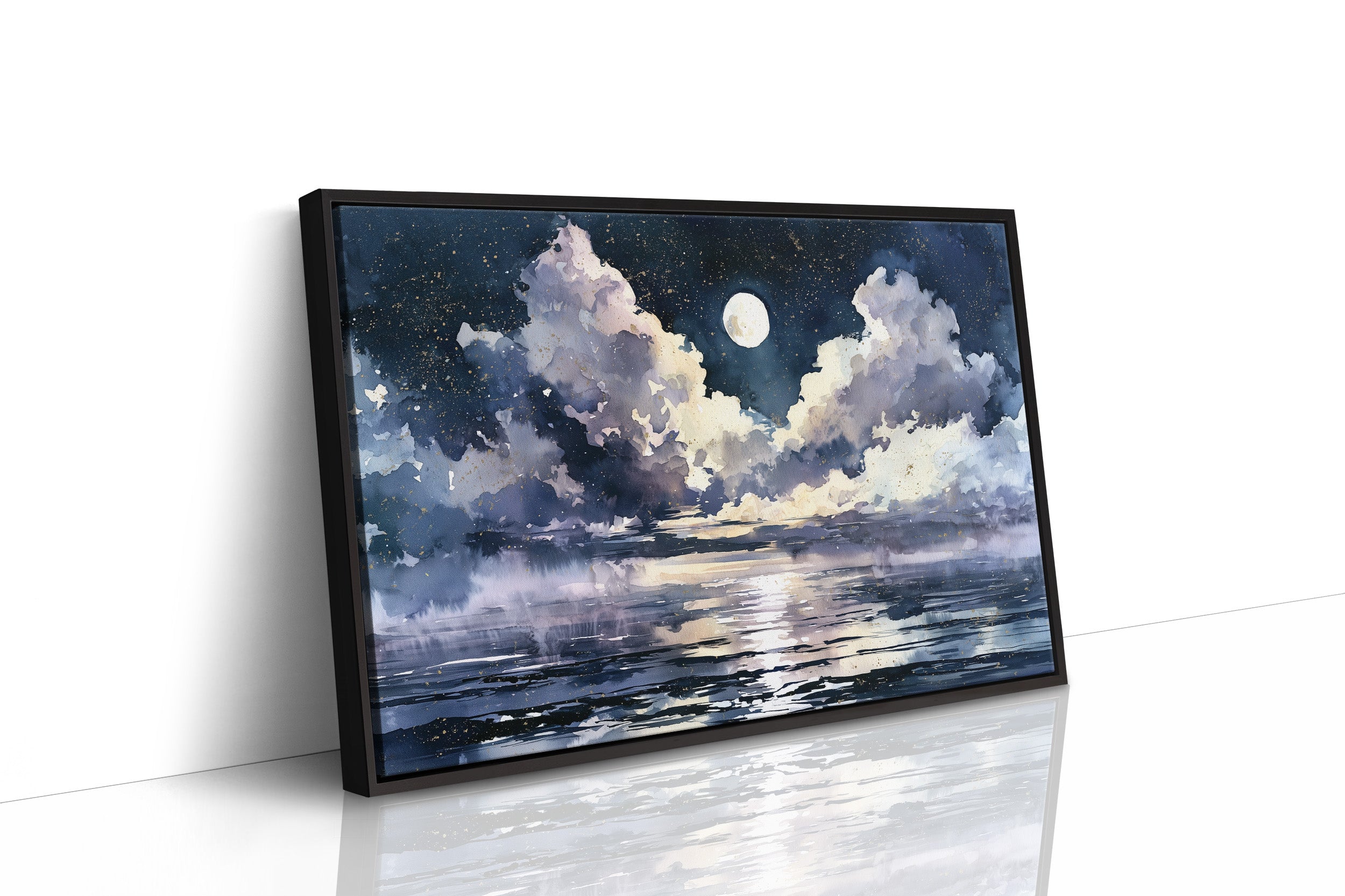 Moonlit Clouds Over Still Water