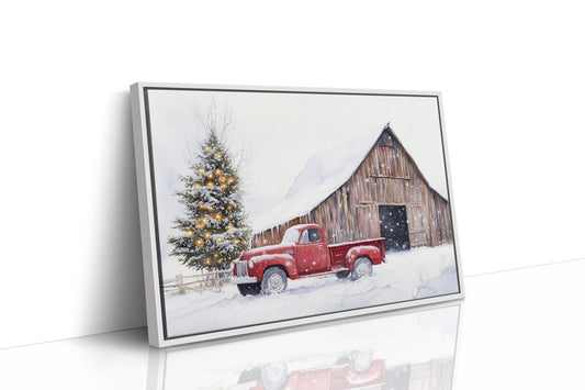Red Pickup Brings Christmas Home