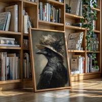 Regal Raven in a Floral Hat
