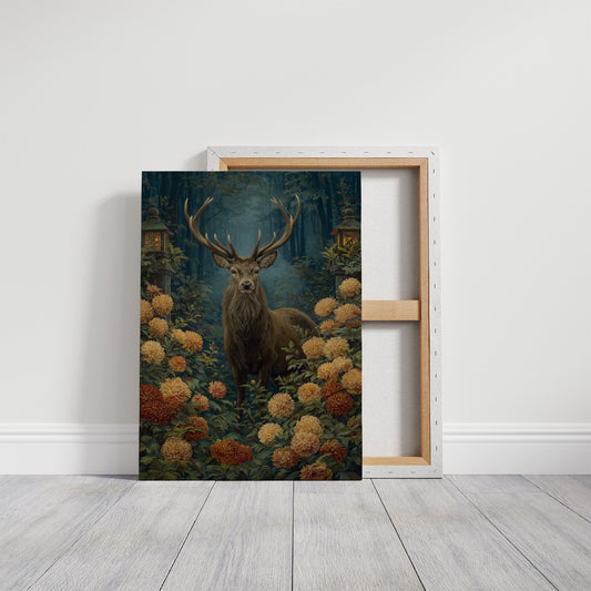 Stag Among Golden Chrysanthemums Glows