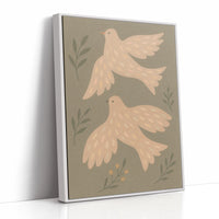 Blush Doves in Olive Sky