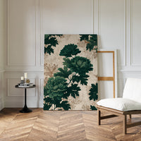 Emerald Blooms on Rustic Canvas