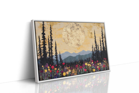 Moonlit Meadow Beneath Mountain Peaks