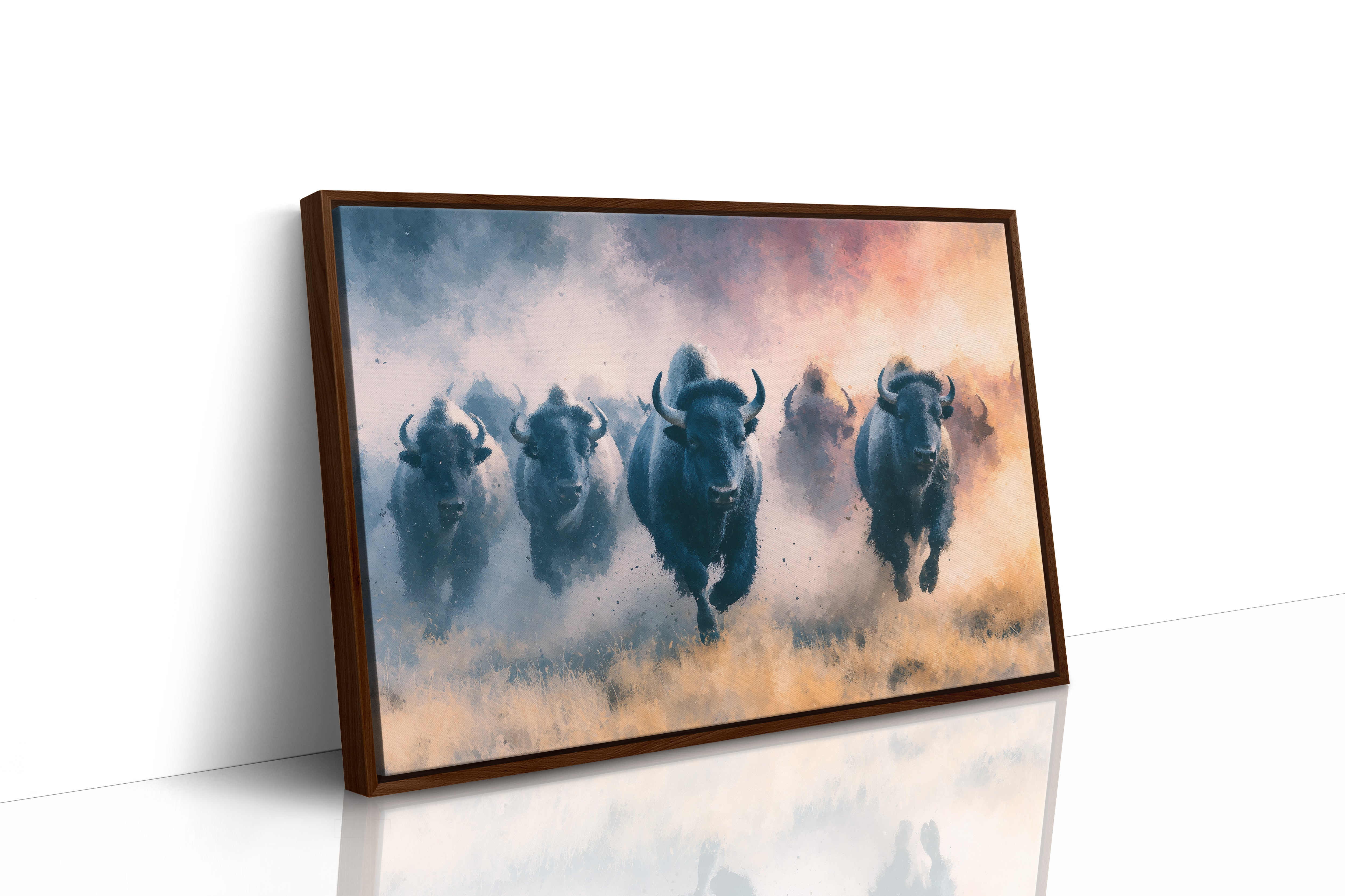 Bison Stampede Through Golden Dust