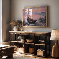 Lakeside Boat Awaits Dawn's Promise