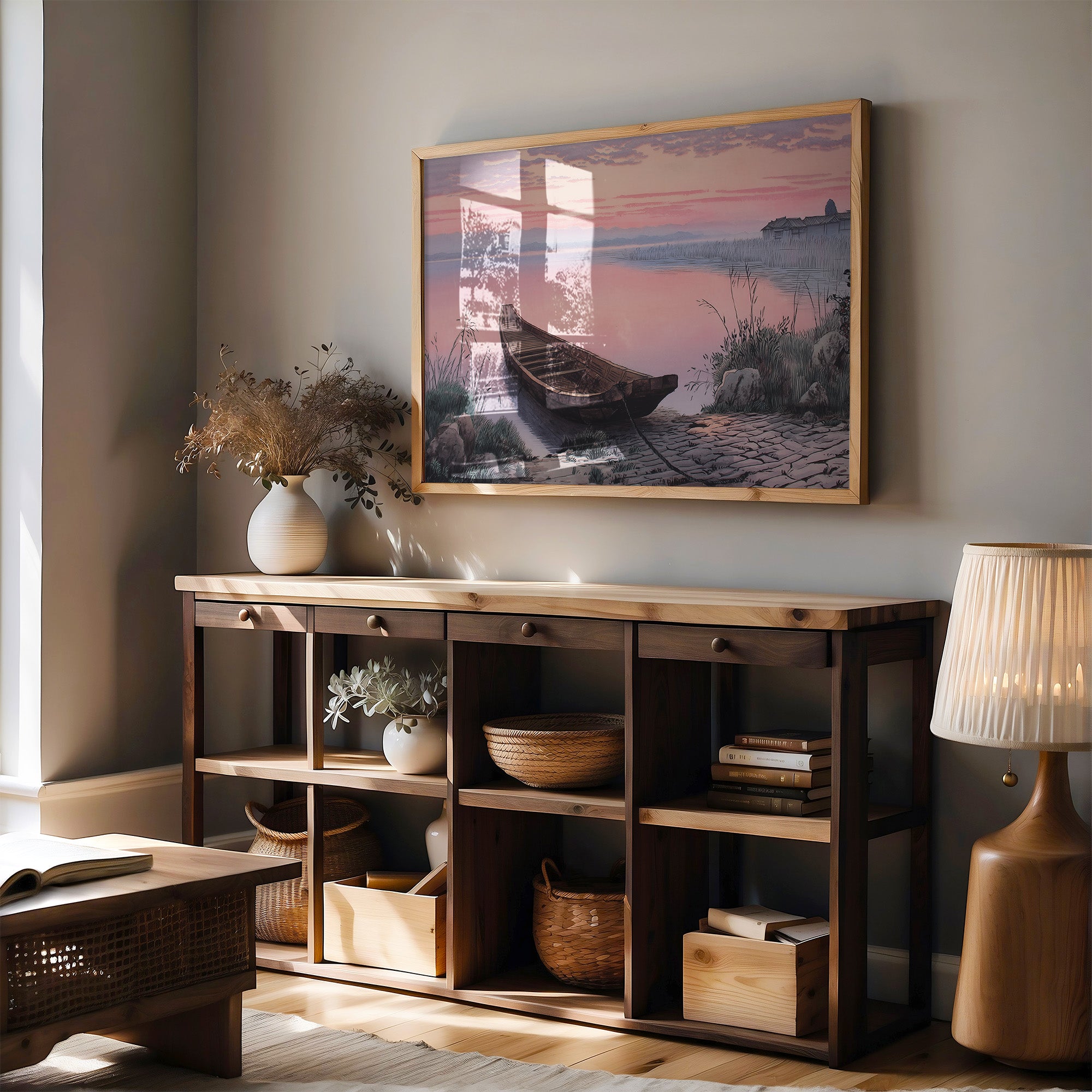 Lakeside Boat Awaits Dawn's Promise