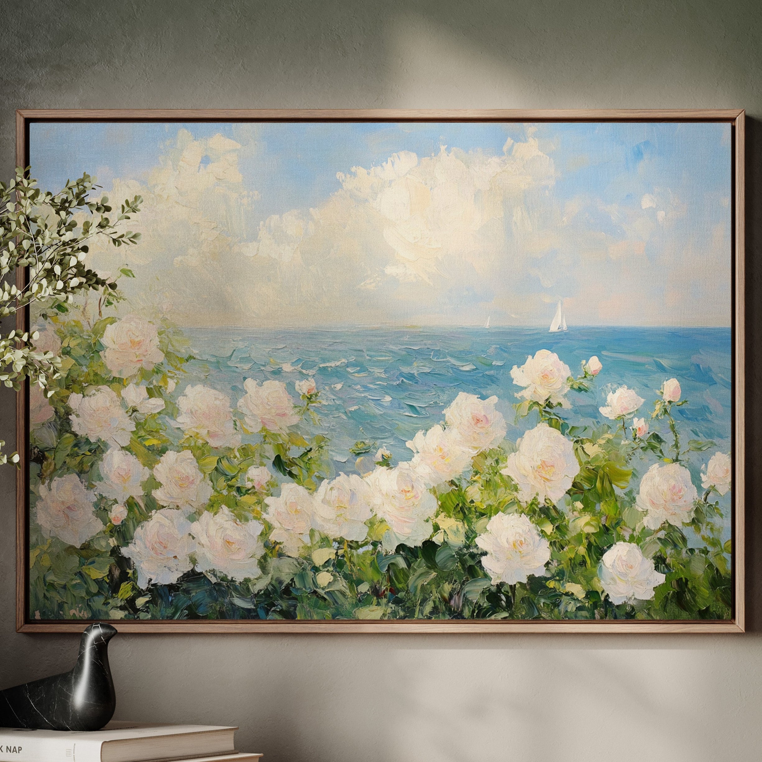 Coastal Roses Watch Distant Sails