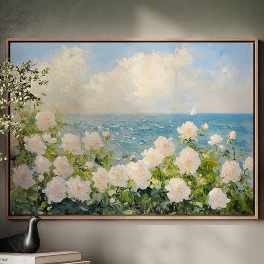 Coastal Roses Watch Distant Sails