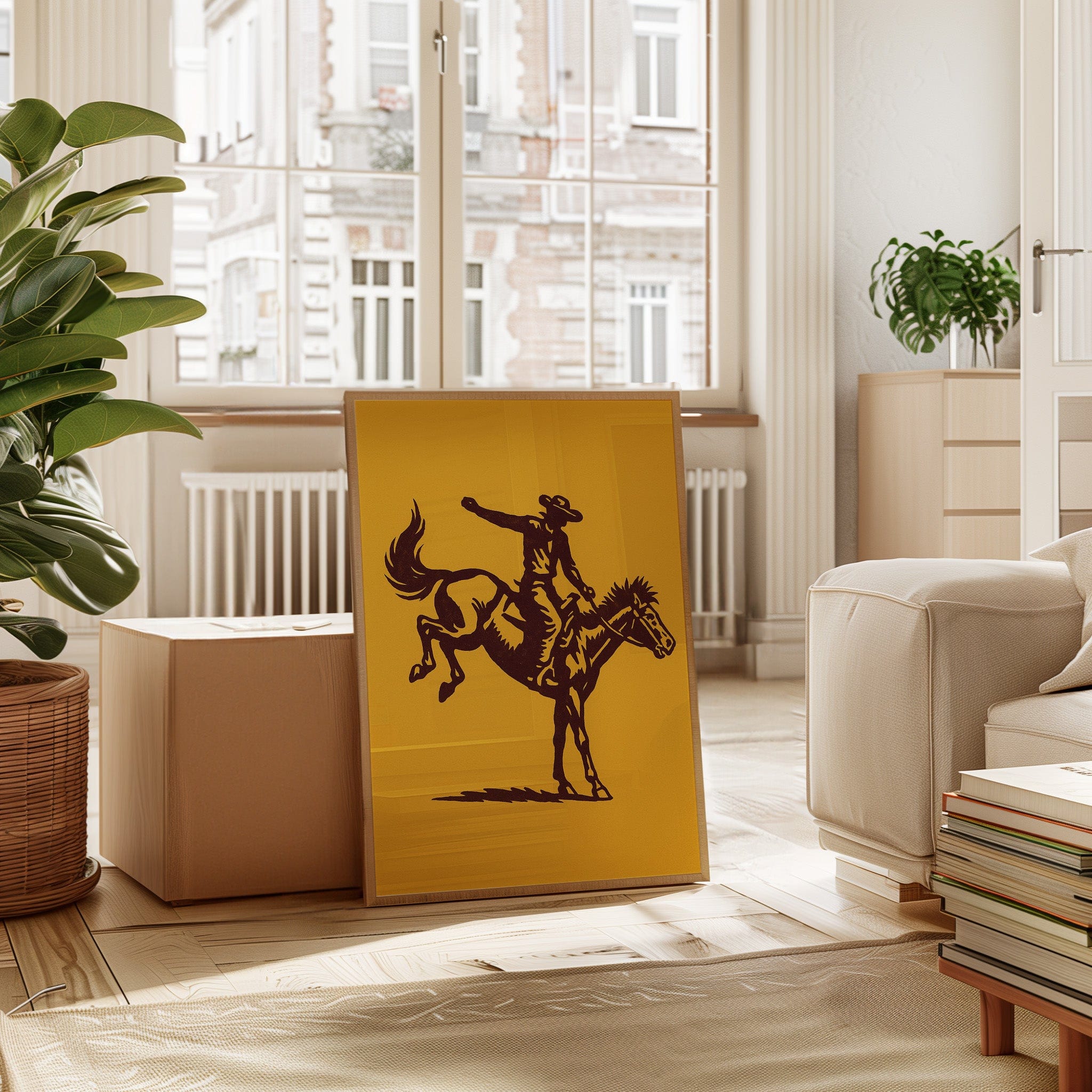 Vintage Rodeo Cowboy Silhouette Print