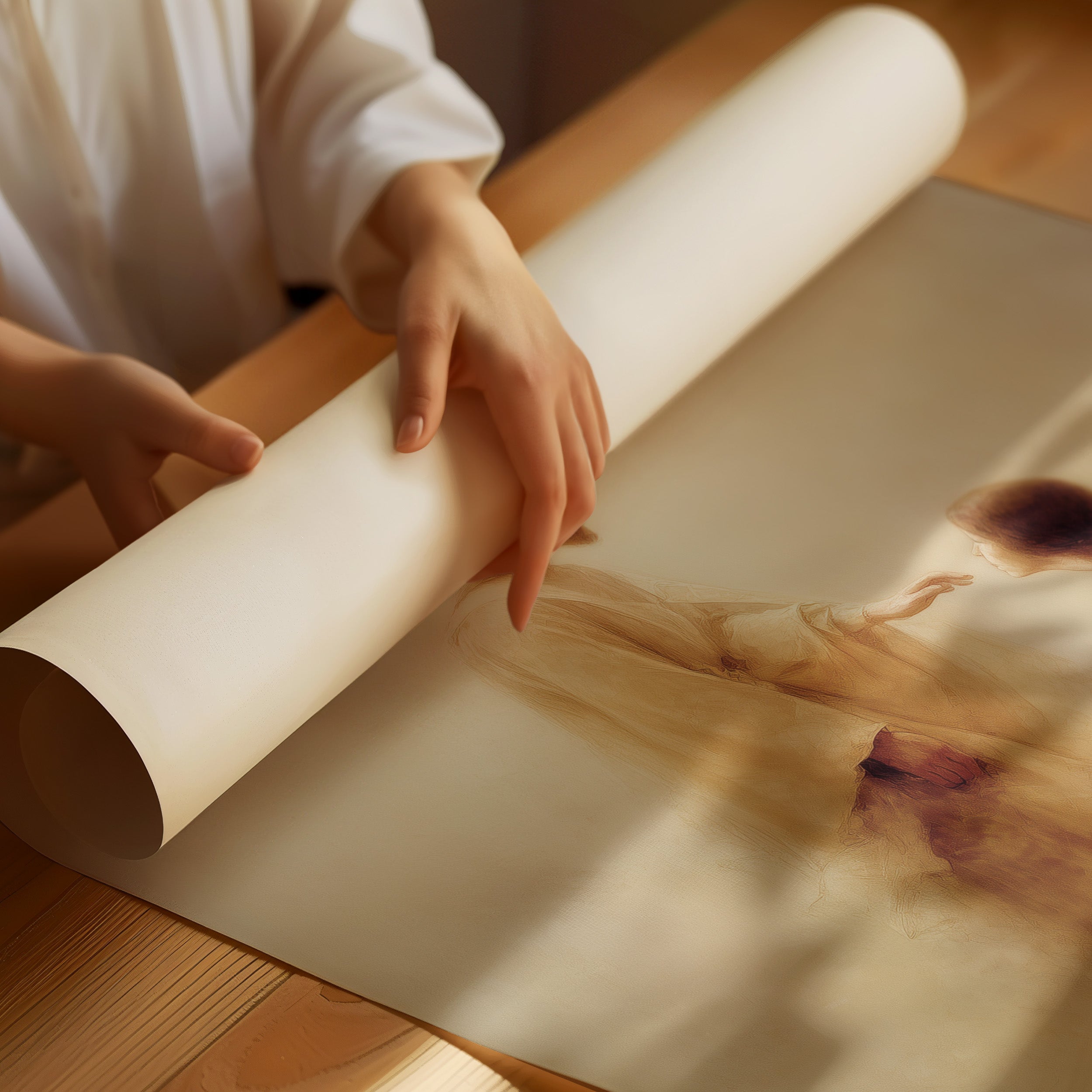 Sacred Moment On Wooden Table