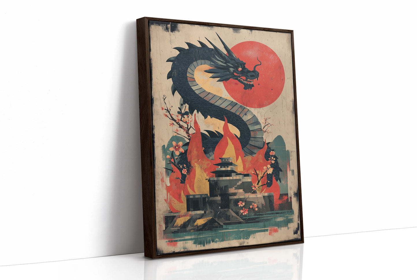 Dragon Rising Over Crimson Sun