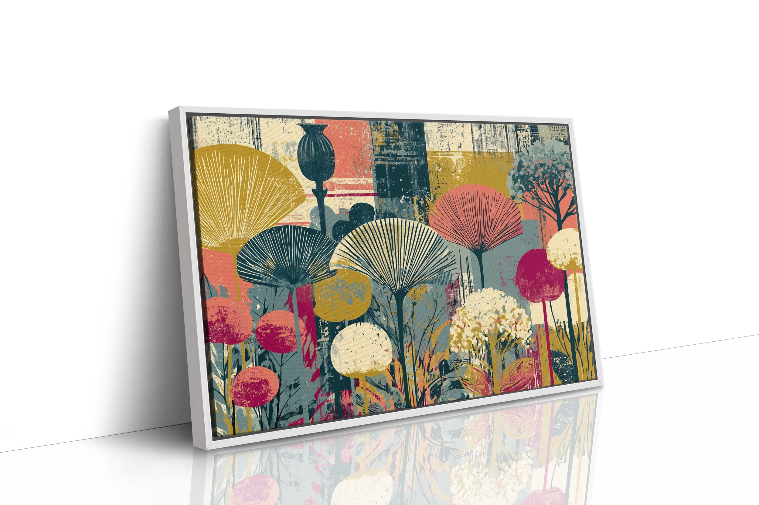 Fan Flowers, Retro Botanical Collage