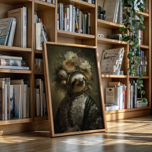 Regal Sloth in Floral Elegance