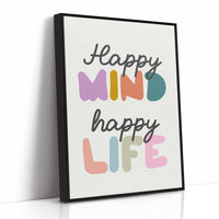 Happy Mind Happy Life Colorful Typography