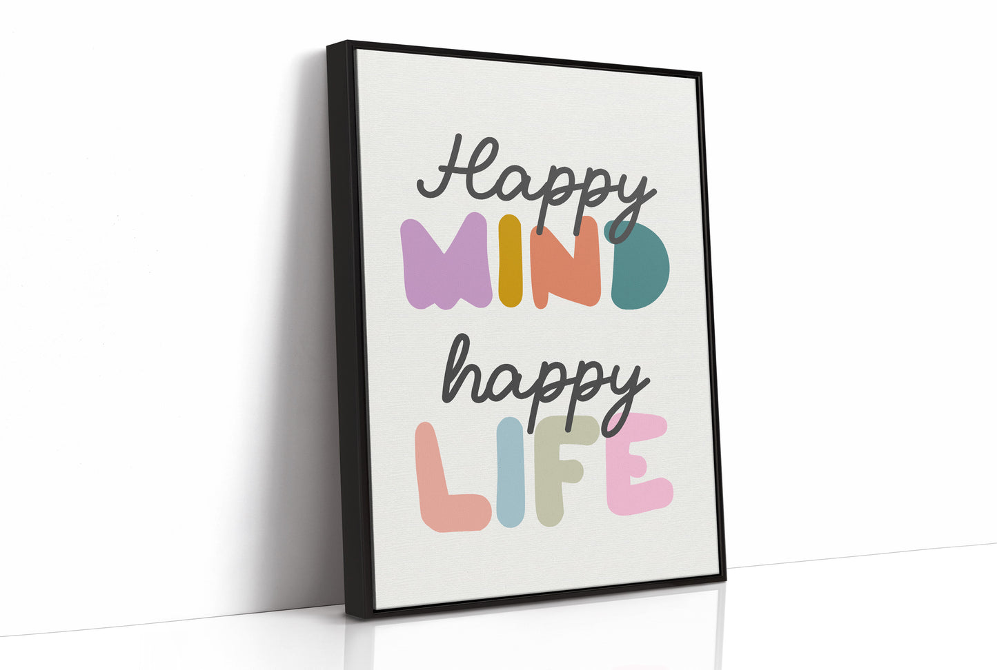 Happy Mind Happy Life Colorful Typography