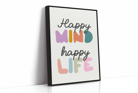 Happy Mind Happy Life Colorful Typography