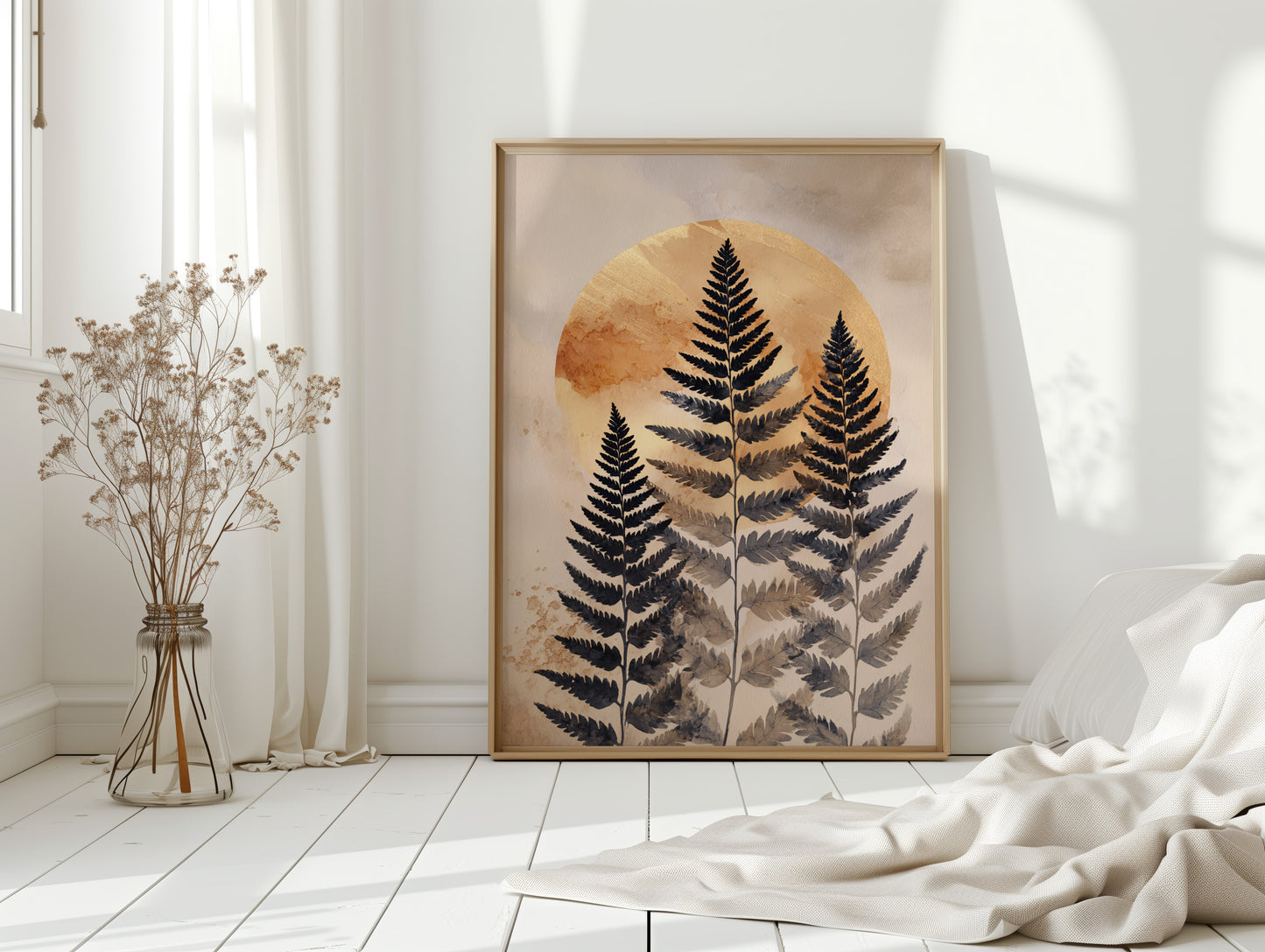 Fern Silhouettes Against Golden Light