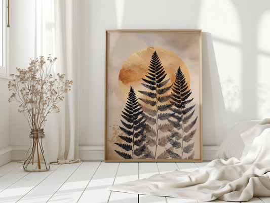 Fern Silhouettes Against Golden Light