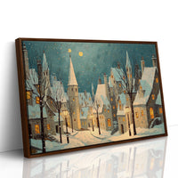 Moonlit Village Awaits December Snow