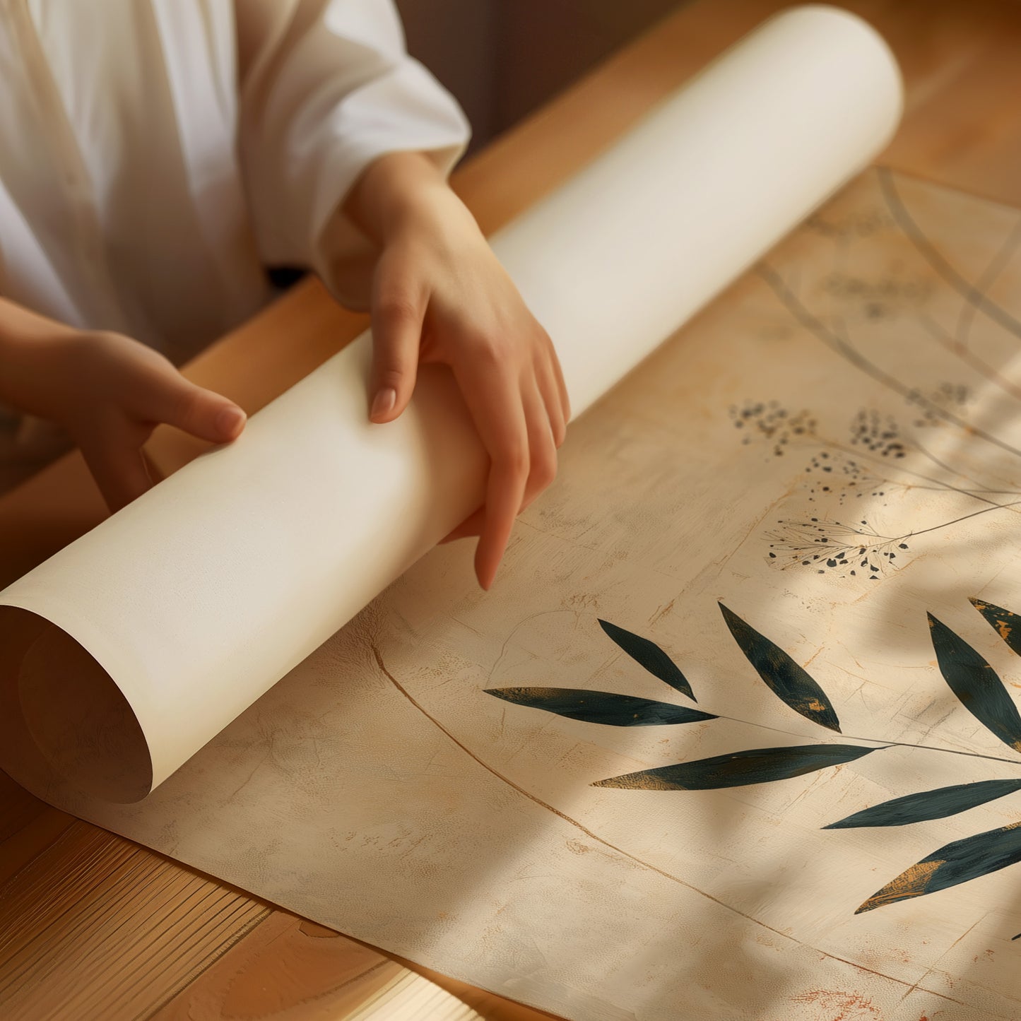 Moonlit Leaves Dance In Terra Cotta