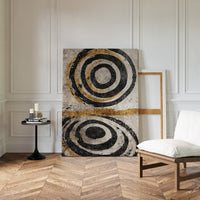 Golden Circles on Weathered Canvas