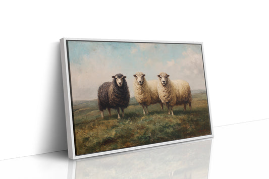 Three Sheep Stand Watch At Dawn