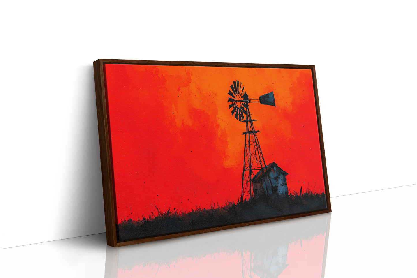 Windmill Silhouette at Blazing Dusk